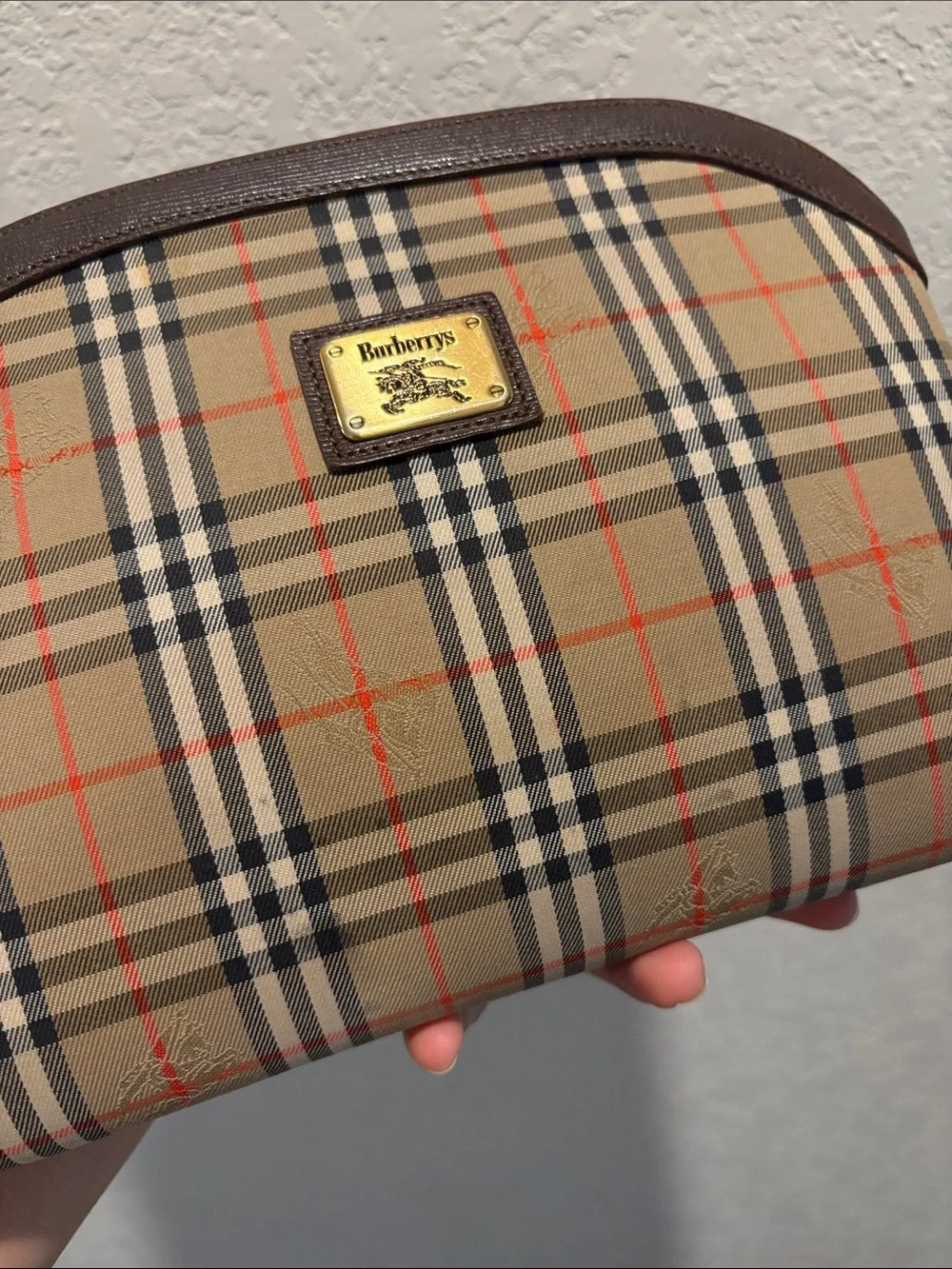 Burberrys Vintage Classic Plaid Clutch Bag Toiletry